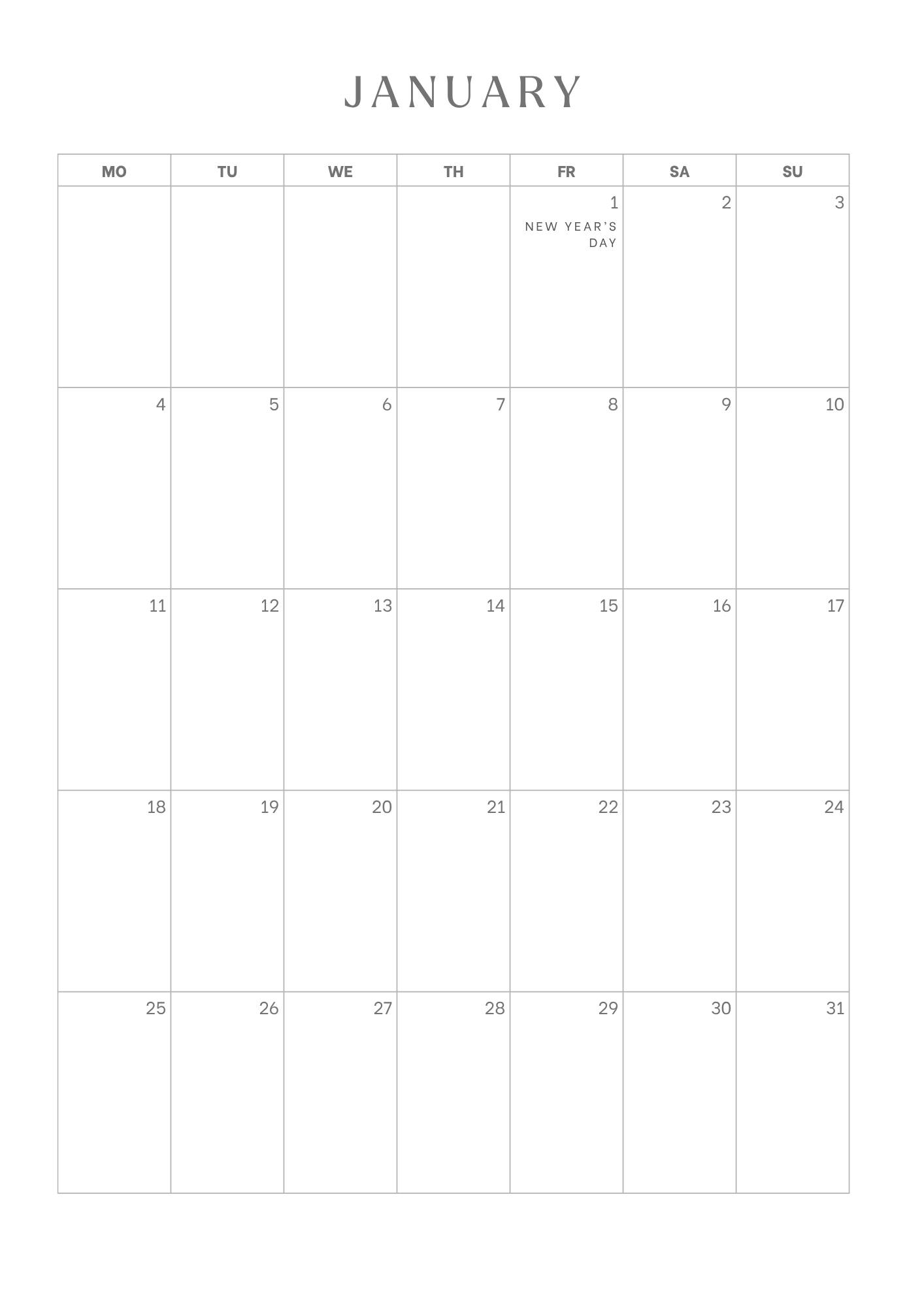 Monthly Calendar