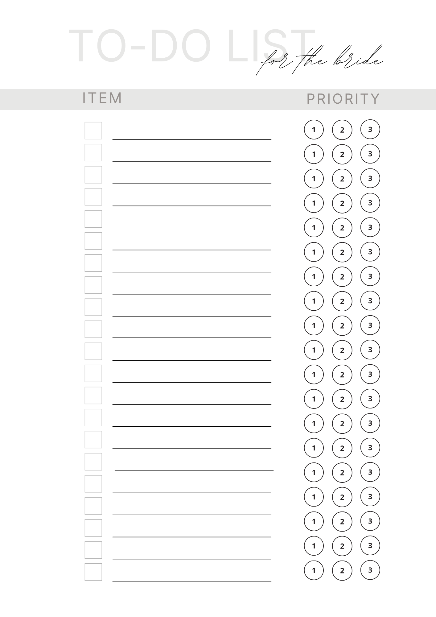 Each planner includes multiple to-do list pages for the bride, the groom.