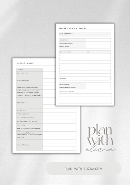Personalised Wedding Planner Journal