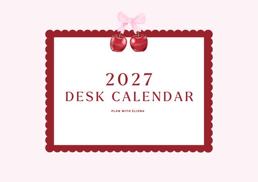 Cheri 2027 desk calendar pink cherry and bow cover