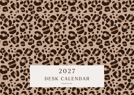Liza 2027 desk calendar leopard print cover
